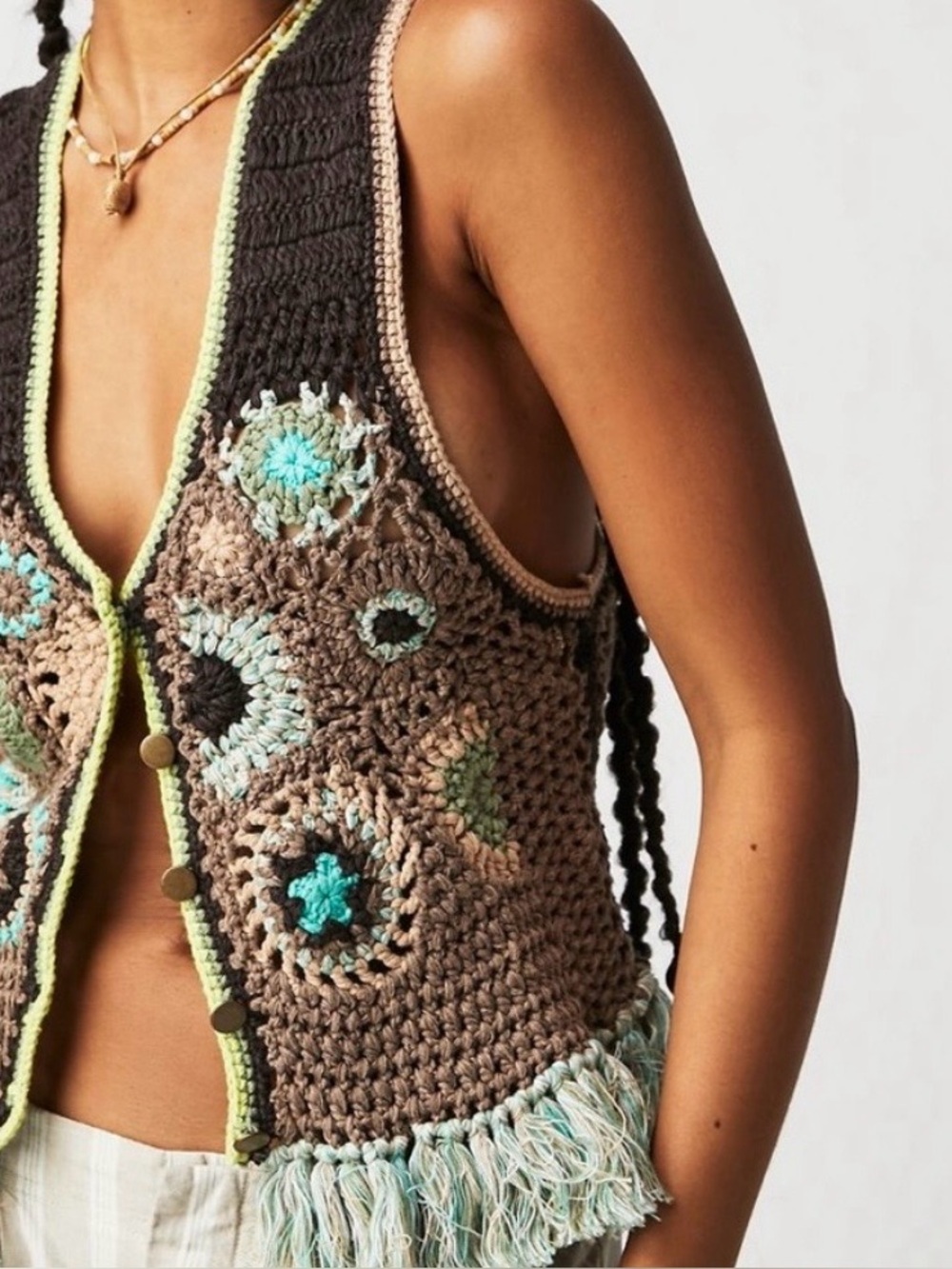 🌵GUC FREE PEOPLE Desert Rose Crochet Vest